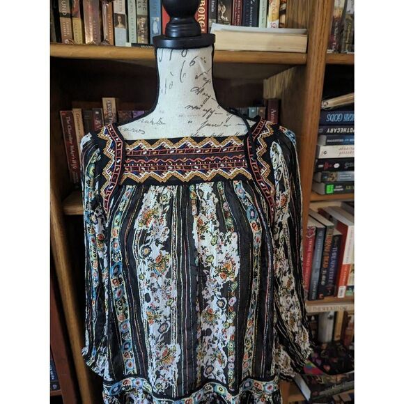 free people dance magic sheer chiffon tunic dress no slip sz s euc - Picture 2 of 8